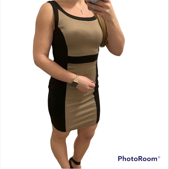 Size Medium Tan and black dress - Picture 1 of 6